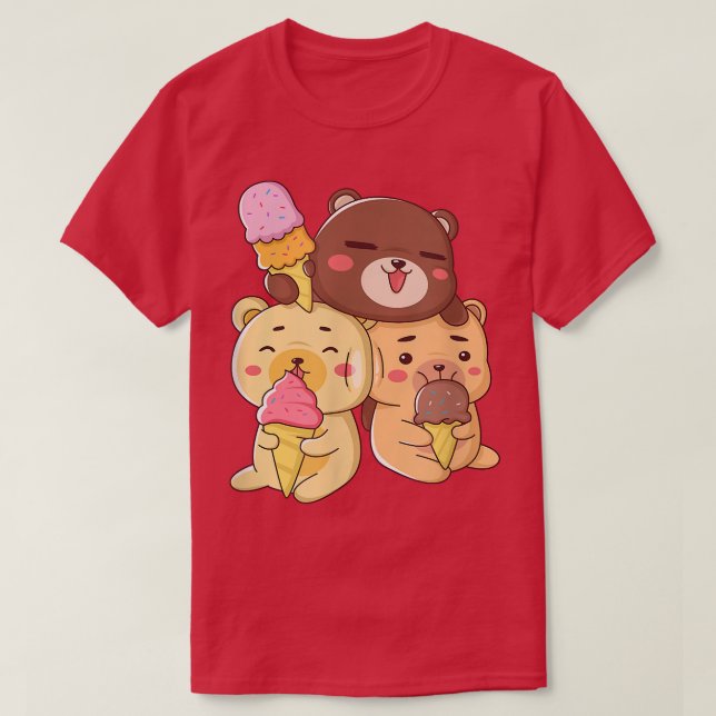 Cute Bears Kärlek Ice Cream T Shirt (Design framsida)