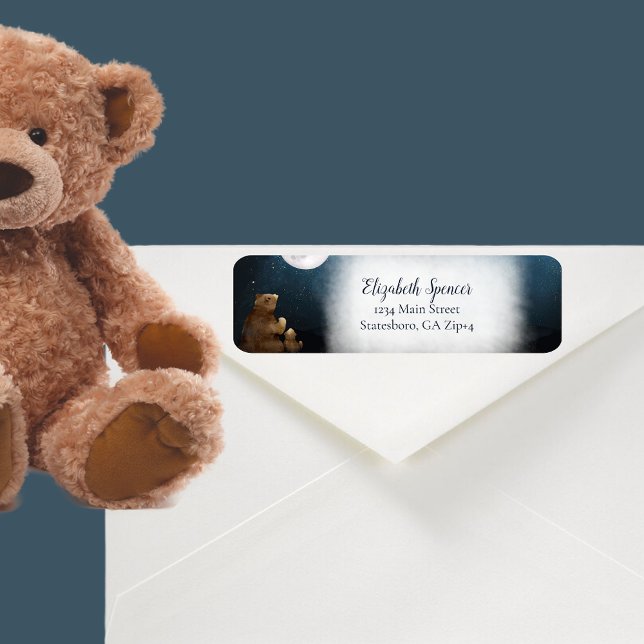 Cute Bears över Måne-Returadressen Returadress Etikett (Skapare uppladdad)