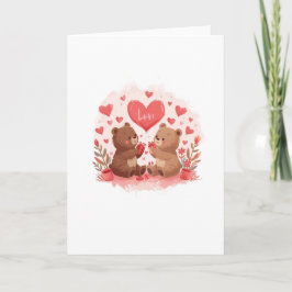 Cute Bears Valentine's Day Card Folded, Blank Kort