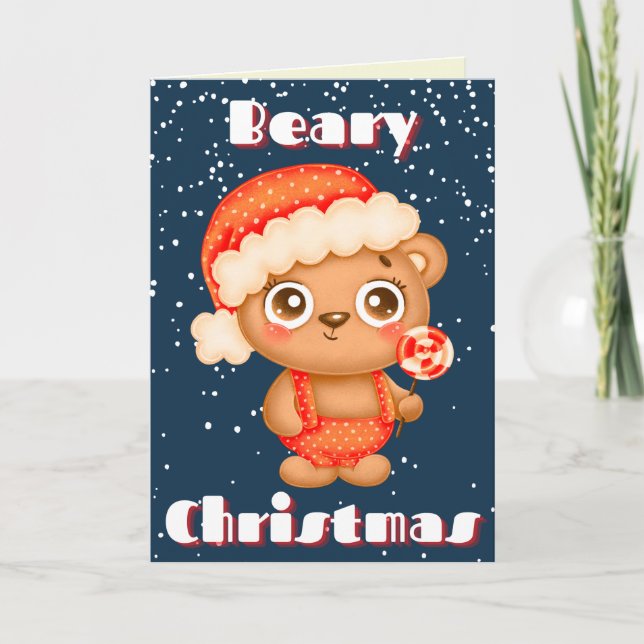 Cute Beary Christmas Card Kort (Framsida)