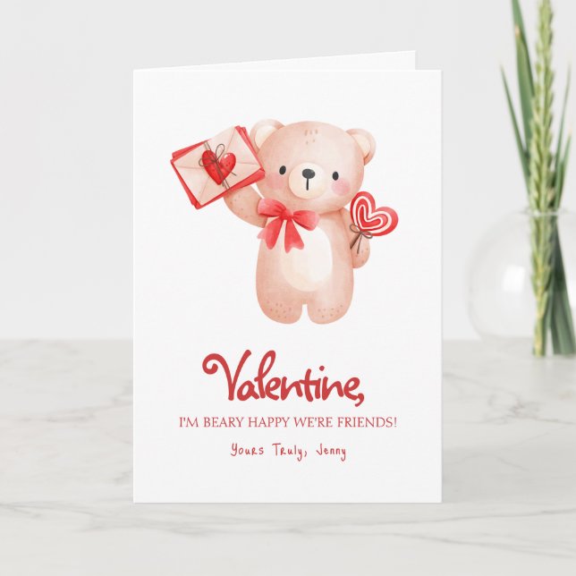 Cute Beary Glad Alla hjärtans dag Hälsning Kort (Framsida)