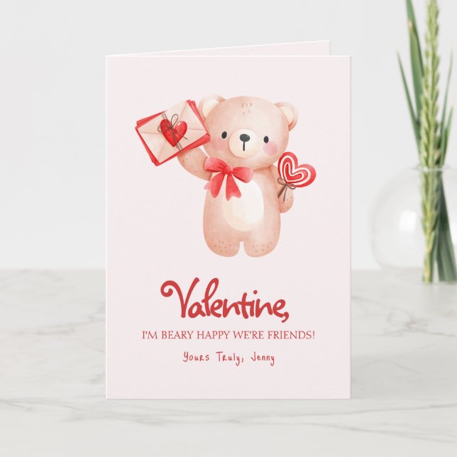 Cute Beary Glad Alla hjärtans dag Hälsning Kort (Framsida)