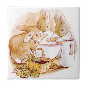 Cute Beatrix Potter, Bunnies, Anpassningsbar Kakelplatta