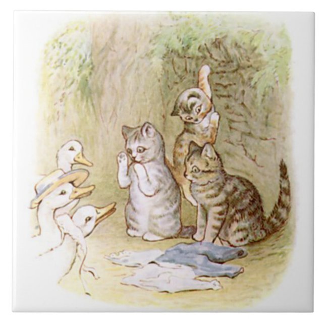 Cute Beatrix Potter Tale Kitten Tile Kakelplatta (Framsidan)