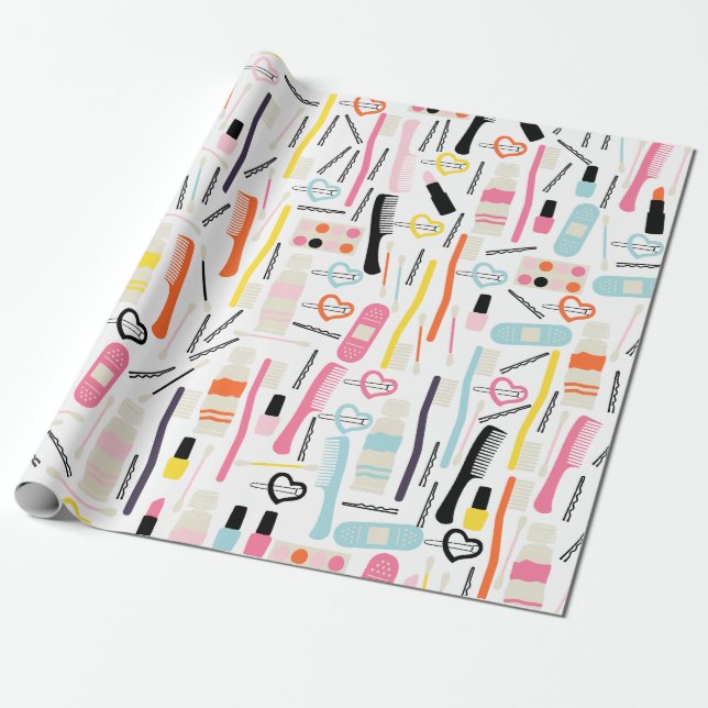 Cute Beautician Wrapping Papper Presentpapper (Utrullad)