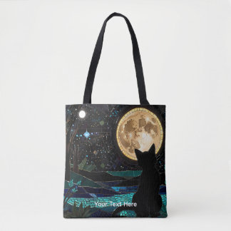 Cute Beautiful Colourful Mosaic Black Cat Tygkasse