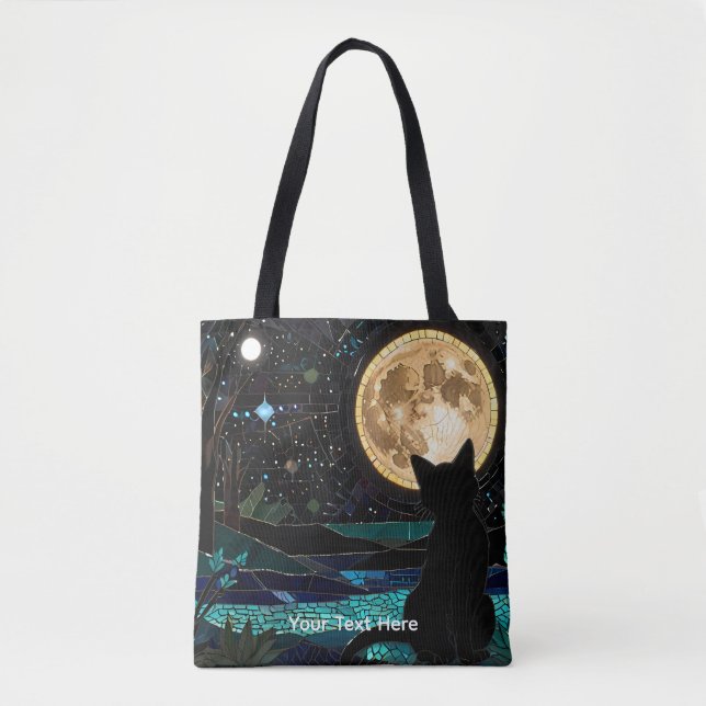 Cute Beautiful Colourful Mosaic Black Cat Tygkasse (Framsida)