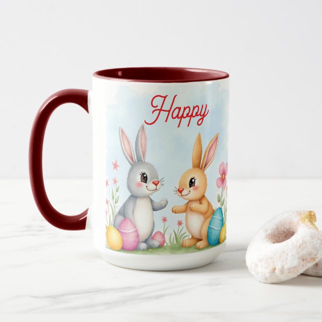 Cute Beautiful Easter Bunnies Modern Collection Mugg (Med munk)