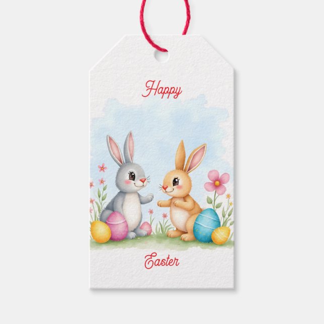 Cute Beautiful Easter Bunnies Modern Collection Presentetikett (Framsidan)