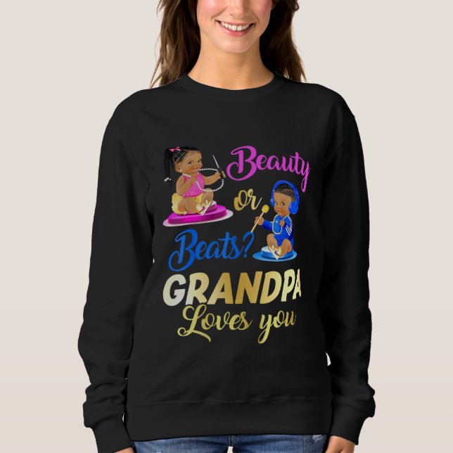 Cute Beauty Or Beat Grandpa Loves You  Gender Reve T Shirt (Framsida)