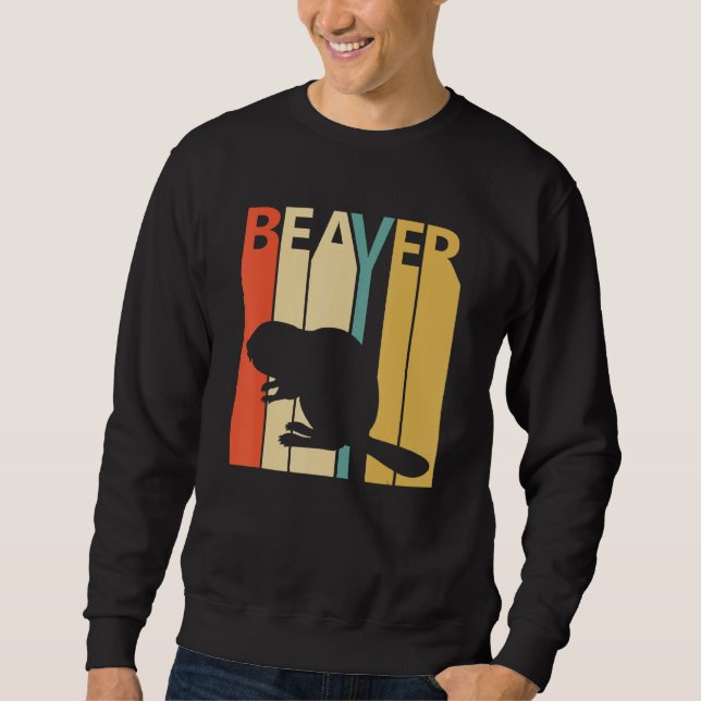 Cute Beaver Animal Lång Ärmad Tröja (Framsida)