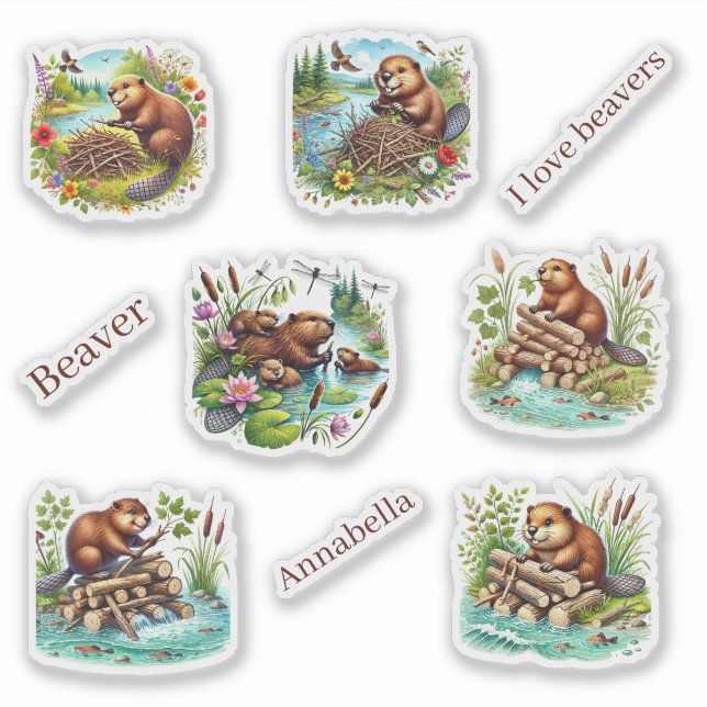 Cute Beaver djur älskare Klistermärken (Framsida)
