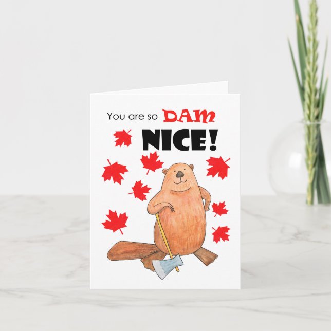 Cute Beaver, du är så dammfin kanadensiska tack Kort (Framsida)