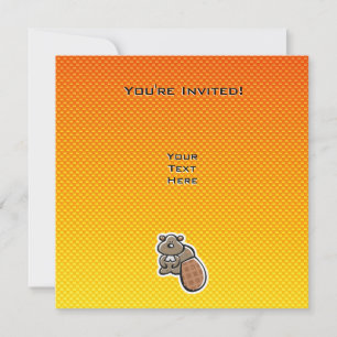 Cute Beaver Gultens Orange Inbjudningar