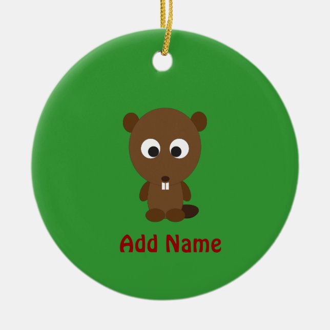 Cute Beaver Julgransprydnad Keramik (Framsidan)