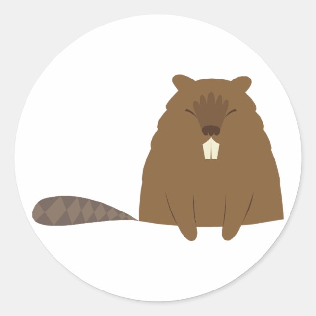Cute Beaver Stickers Runt Klistermärke (Framsida)