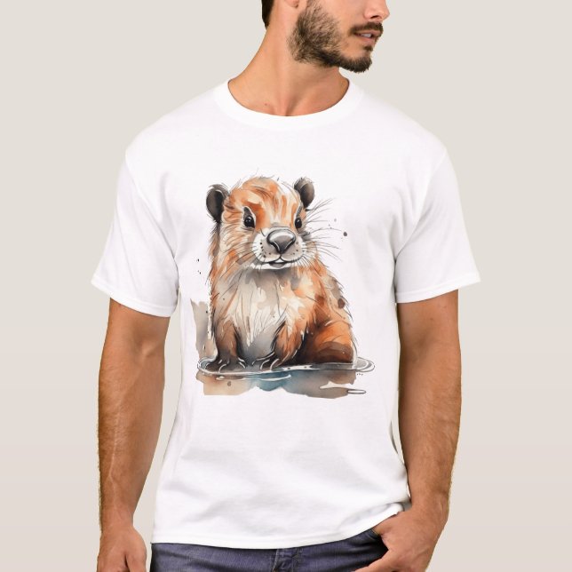 Cute Beaver T Shirt (Framsida)