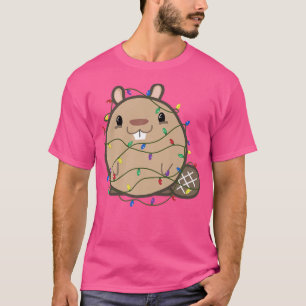 Cute Beaver täckte in julen Ljus Festive Ho T Shirt