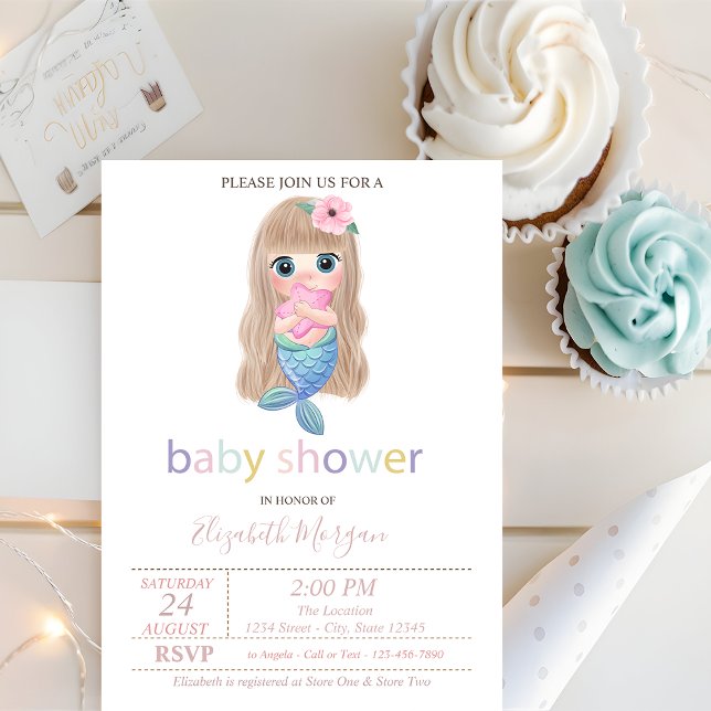 Cute Beby Sjöjungfru Baby Shower Inbjudningar (Skapare uppladdad)