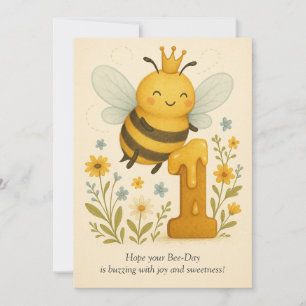 Cute Bee 1:a födelsedagskortet Julkort