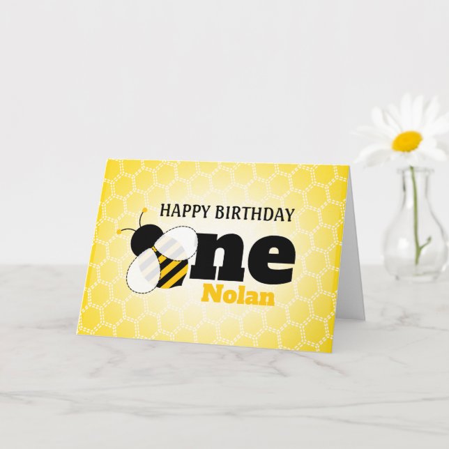 Cute Bee 1:a födelsedagskortet Kort (Liten växt)