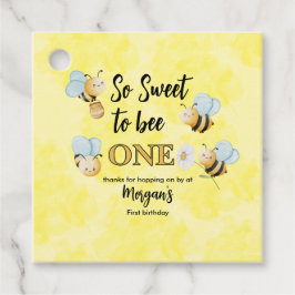 Cute Bee 1 Gult Black First Födelsedagsfest Gåvor Etiketter