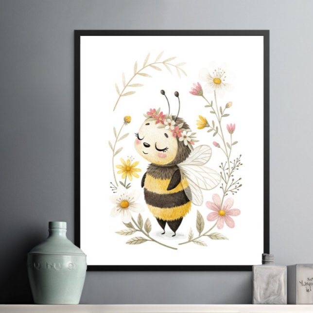 Cute Bee and Flowers Poster (Skapare uppladdad)