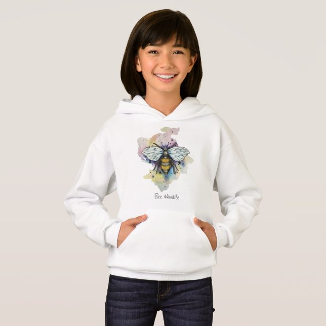 Cute Bee and Rainbow Tvättar Hoodie T Shirt (Hel framsida)