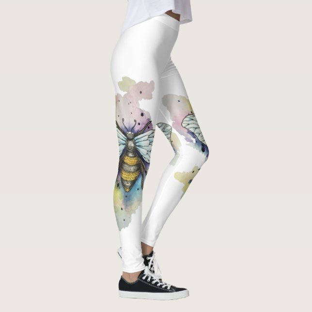 Cute Bee and Rainbow Tvättar Leggings (Höger)
