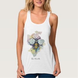 Cute Bee and Rainbow Tvättar Linne Med Racerback