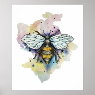 Cute Bee and Rainbow Tvättar Poster