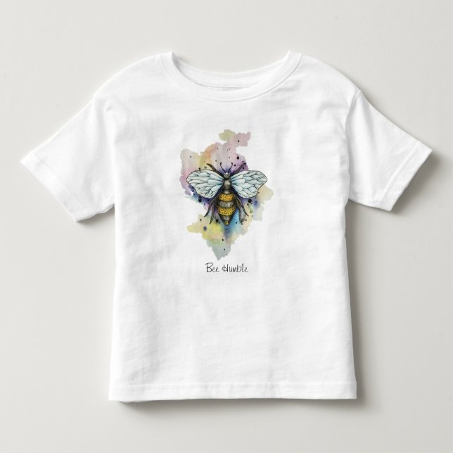 Cute Bee and Rainbow Tvättar T-Shirt (Framsida)