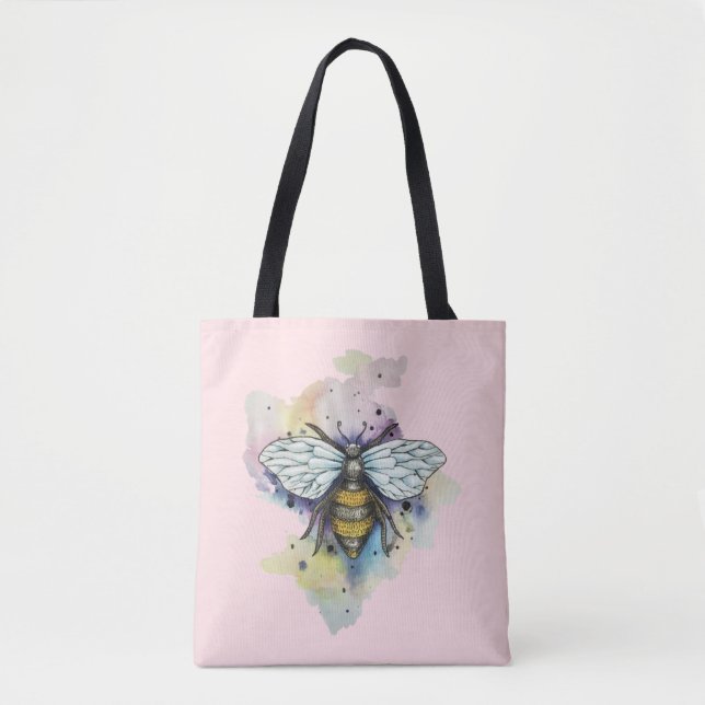Cute Bee and Rainbow Tvättar till bag Tygkasse (Framsida)