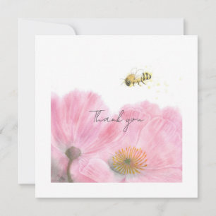 Cute Bee and Rosa Flowers Flat Tack, kort