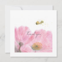 Cute Bee and Rosa Flowers Flat Tack, kort