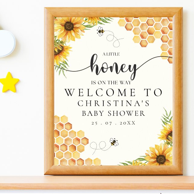 Cute Bee and Sunflower Baby shower Poster (Skapare uppladdad)