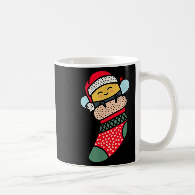 Cute Bee Baby Bumblebee In Christmas Sock Xmas Paj Kaffemugg (Höger)