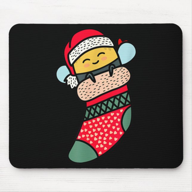Cute Bee Baby Bumblebee In Christmas Sock Xmas Paj Musmatta (Framsidan)