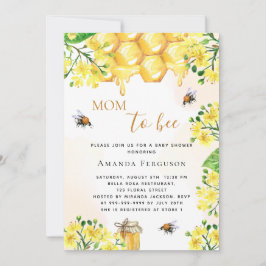 Cute Bee Baby dusch gult blommigt mamma till bin Inbjudningar