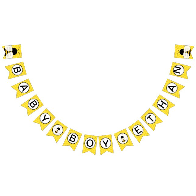Cute Bee Baby Shower Bunting Flagga för Pojke (Alla)