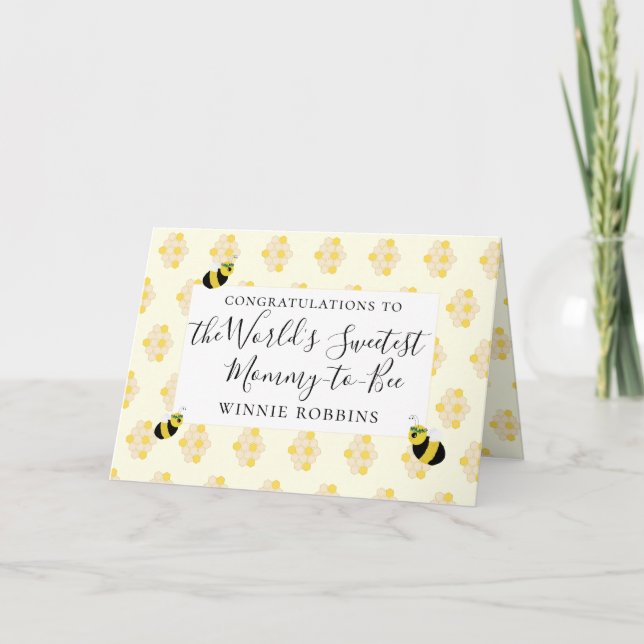 Cute Bee Baby Shower-Grattisar Mamma-till-bin Kort (Framsida)
