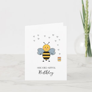 Cute Bee Birthday Card - Cute, Roligt, Kawaii Card Kort