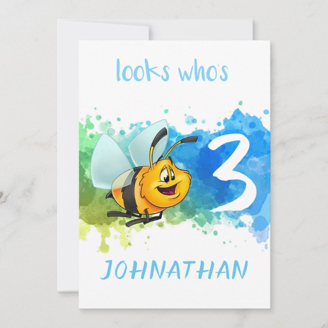 Cute Bee Birthday Card Kort (Framsida)