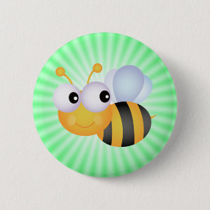 Cute Bee; Grönt Knapp