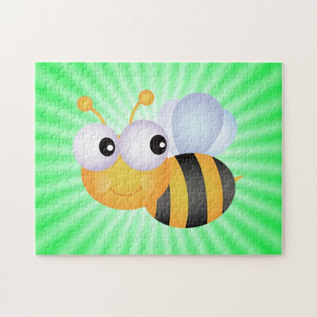 Cute Bee; Grönt Pussel (Horisontell)
