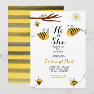 Cute Bee Han eller hon Gender inbjudan att visa