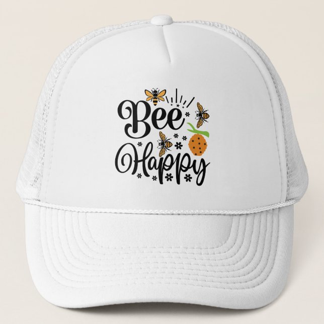 Cute bee happy word art  keps (Framsida)