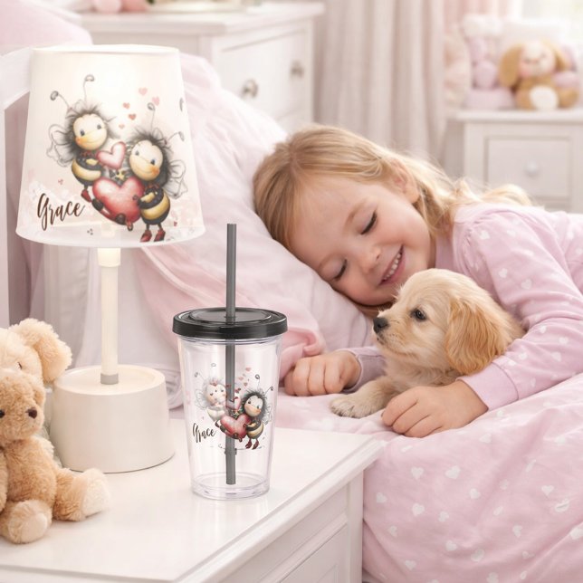 Cute Bee Holding Heart Take Away Mugg (Skapare uppladdad)