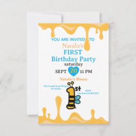 Cute Bee Honungsdrivruvor 1:a födelsedag Inbjudan