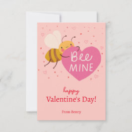 Cute Bee Kids Classroom Valentine Note Card Inbjudningar